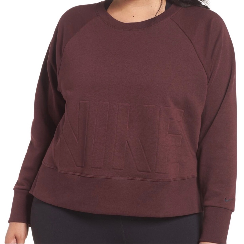 NIKE Women's Plus Versa Crew Embossed Crop Training Sweatshirt Sz 3X